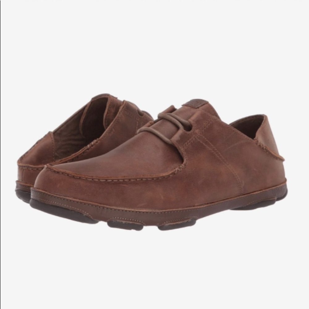 Olukai Ohana Lace Up brown leather Men’s 8.5 shoes